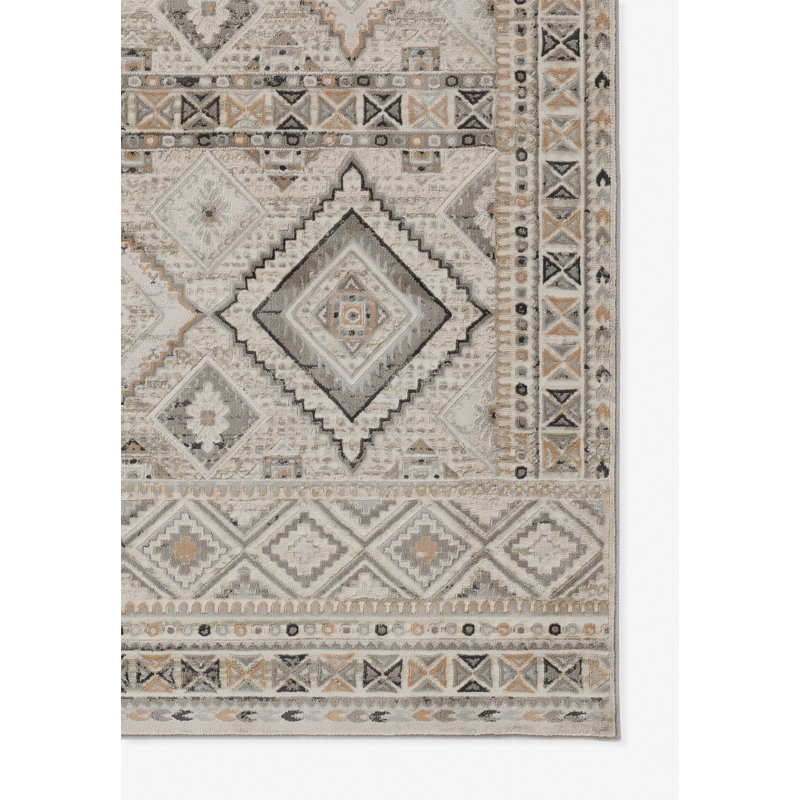 Tapis ivoire à motif géométrique 8 pi 11 po x 12 pi 6 po Foundry Select Genevieve, 1 pi 10 po x 2 pi 10 po