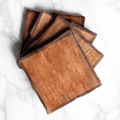 Rustic Wooden Coasters - Live Edge Mango Wood - Set of 4