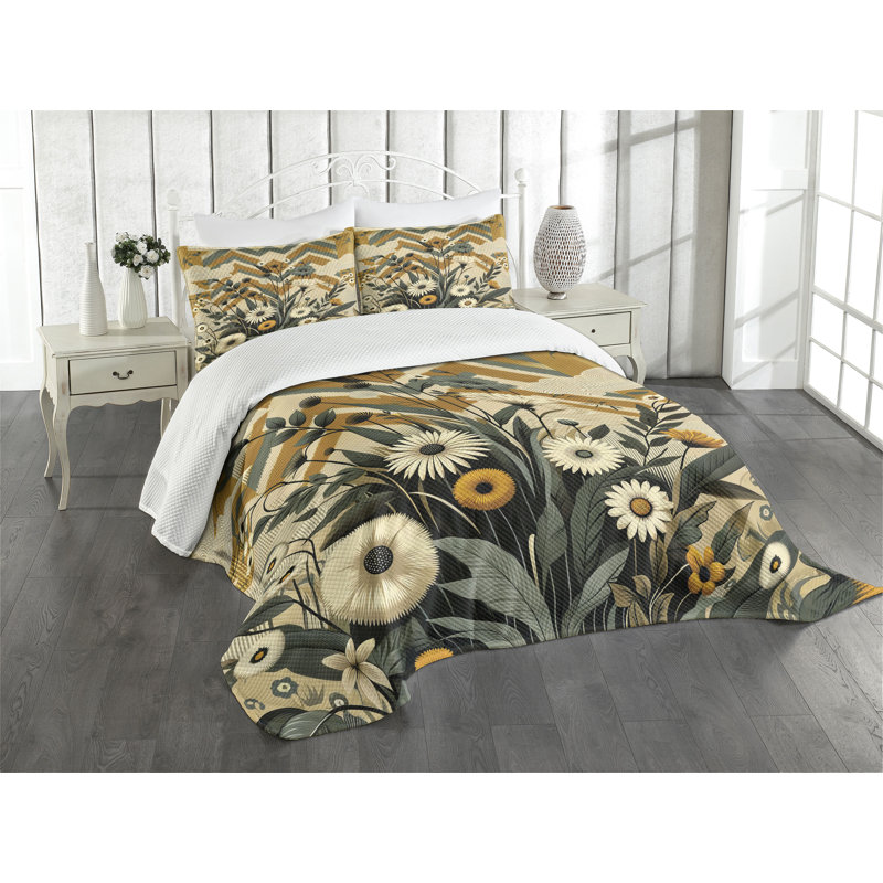 Ambesonne Floral Coverlet Set
