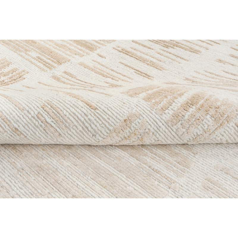 Hand Knotted Area Rug in White And Copper, Rectangle 8' x 10'