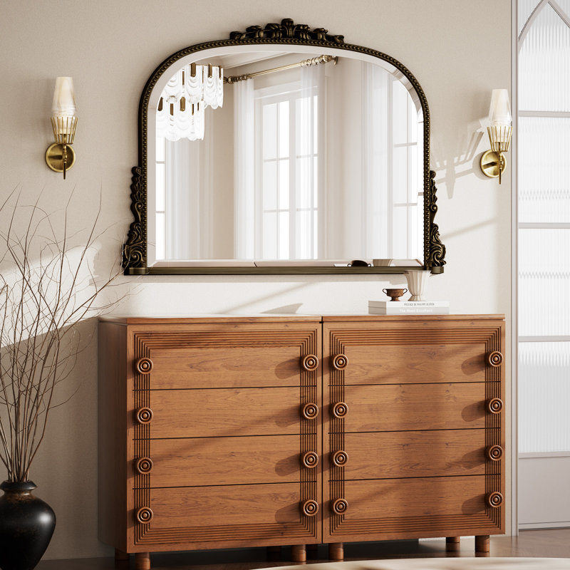 Resin Framed Accent Mirror , 81.3cm x 111.8cm, Antique Bronze