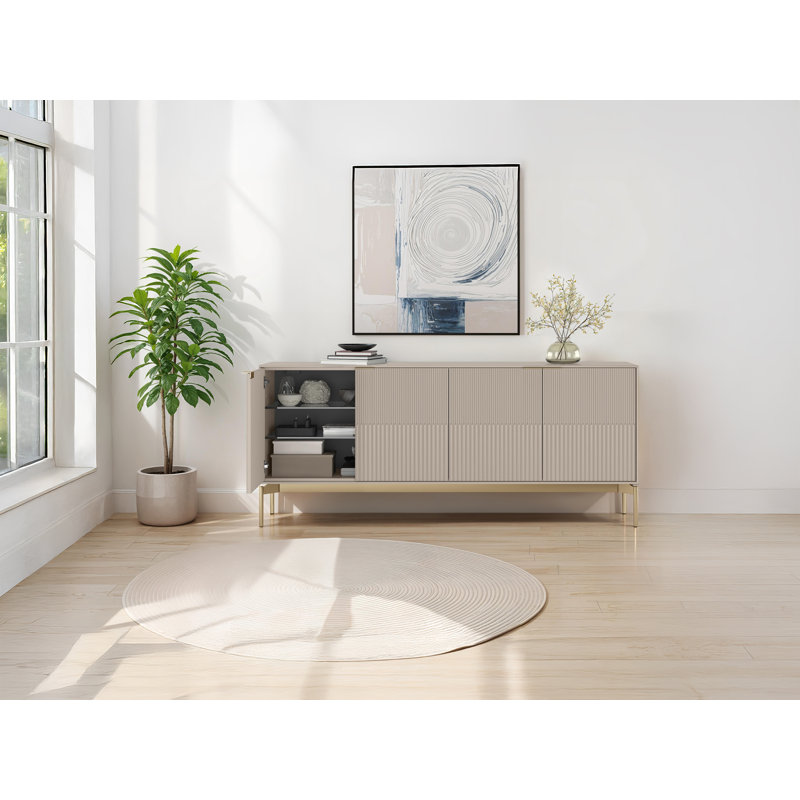 Zig 79.5'' W Credenza, Dune/Brushed Brass