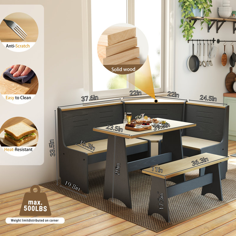 Ensemble de coin-repas 3 pièces Modern Modern, Beige/Walnut