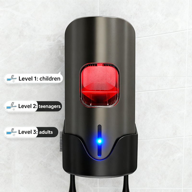 Distributeur de dentifrice mural automatique, presse-étincelles sans contact avec 3 niveaux réglables, Gris/noir
