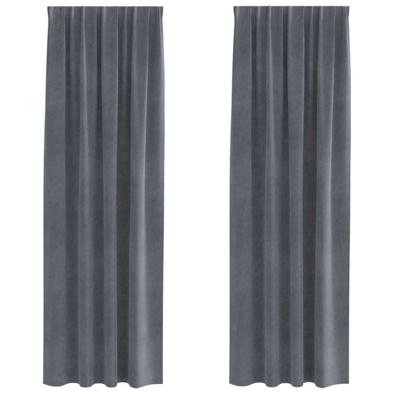 Curtains With Curtains 2 Pcs Polyester, Grey, 140cm Width x 245cm Drop