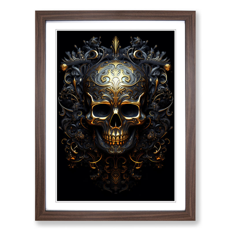 Skull Informel - Framed Print, Walnut , 34cm H x 25cm W x 2cm D