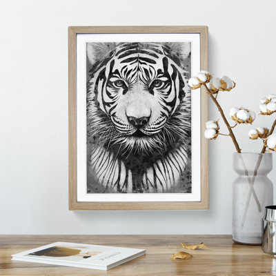 Monochrome Tiger No.5 - Framed Print