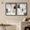 Contemplative Minimal Abstract Duo Shadowbox Print Boho Wall Decor par Art Remedy, cadre noir, 24 x 30