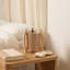 Lampes de table à trépied cylindriques en bois, finition kaki, fabriquées en bois durable et lin doux