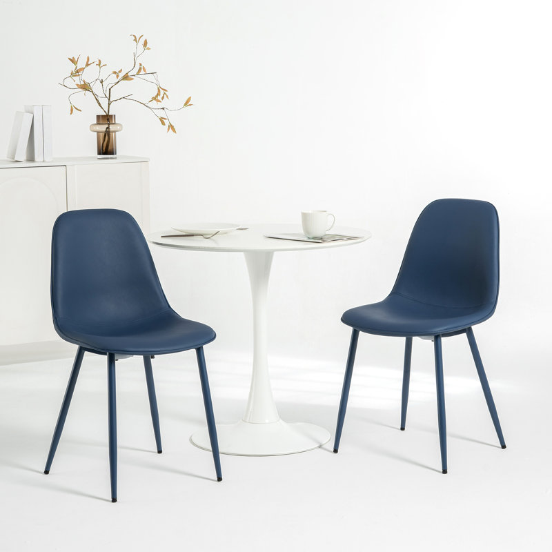 Kavi Minimalist Dining Chairs Faux Leather Upholstered Seating With Cushioned Backrest & Sturdy Metal Legs, Ideal For Home, Kitchen, Dining Room, Bedroom