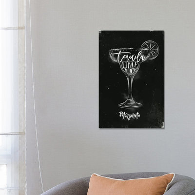 Margarita Cocktail Black Background - Wrapped Canvas Print
