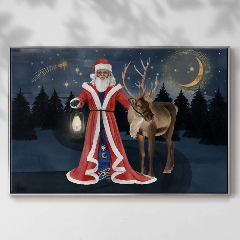 Collection Celestial Christmas, toile tendue avec châssis en A, H 17 po x l 25 po x P 2 po, Toile avec cadre argenté