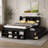 Full Bed with Bookcase Headboard, Under bed Storage Drawers and Bed End Storage Case,Espresso-135401764