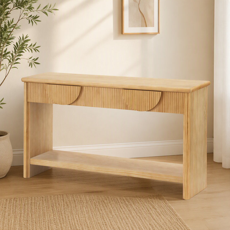 Console en bois avec tiroirs et tablette