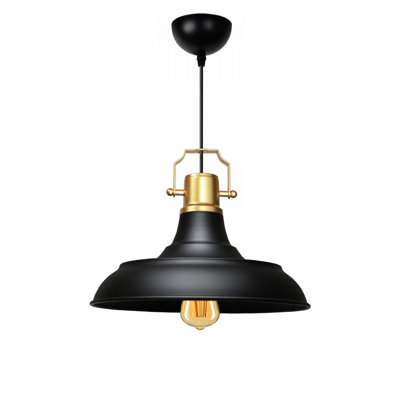 Élégant lustre en métal noir, 9,8 po de diamètre x 7,1 po de hauteur | Fabrication 100% métal, 1 x douille E27 (40 W maximum) | Parfait pour la salle à manger, le salon et l'entrée, solution d'éclairage élégante et durable