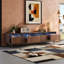 Meuble télé à DEL et centres de divertissement, 78 pouces noyer MDF Modern Home