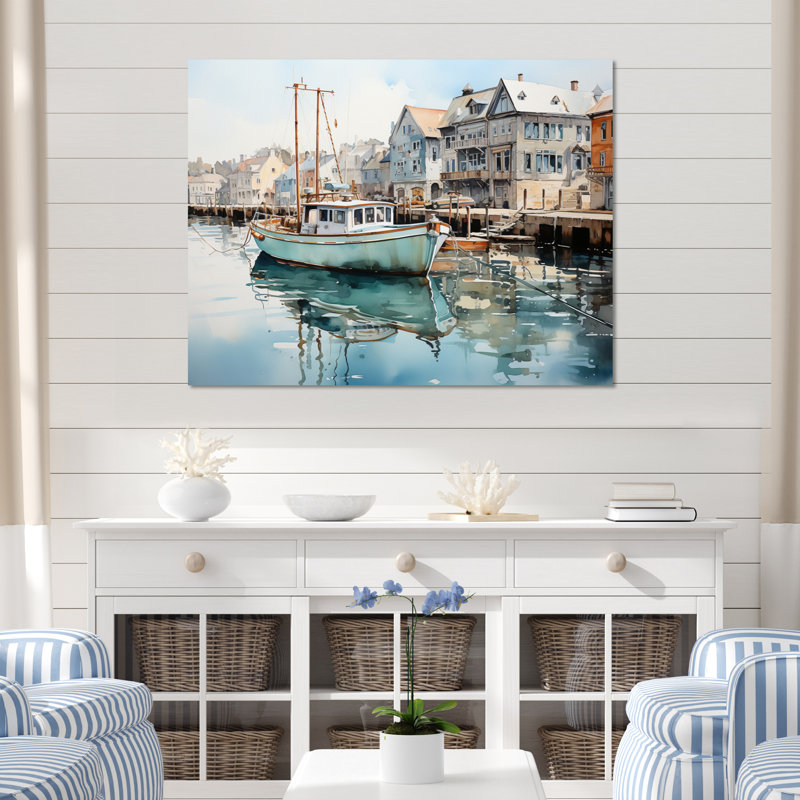 Port Harbor Reflections, H 12 po x l 20 po x P 1 po, Toile tendue