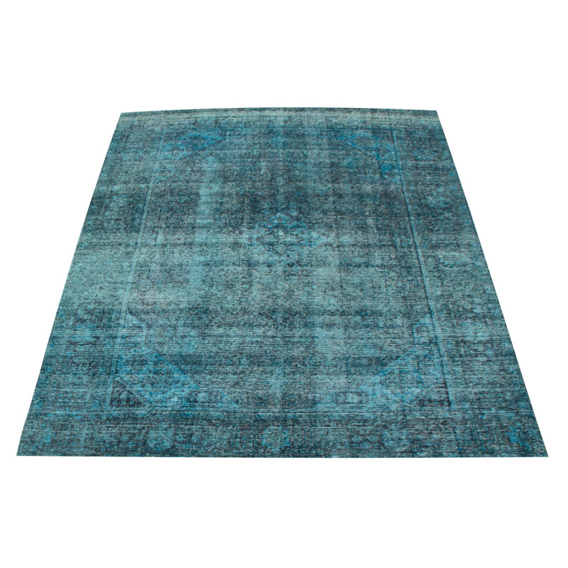 Tapis turquoise à transition de couleur 6 pi 4 po x 9 pi 0 po