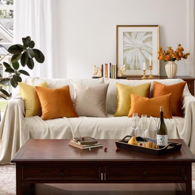 Orange Pillow Covers 12x20 Decorative Pillows Pack of 2