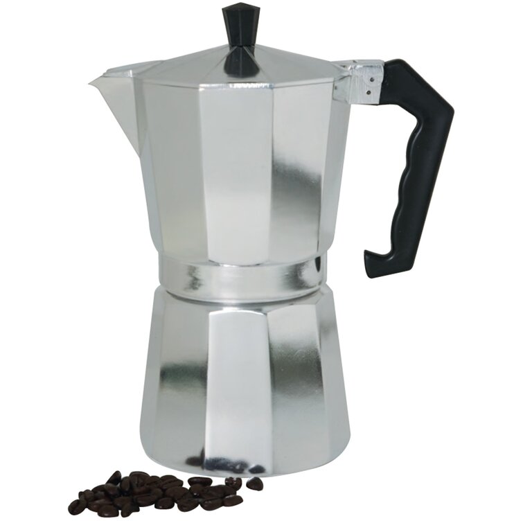 Bene Casa Aluminum 6-Cup Espresso Maker with See Through Lid, Authentic Espresso Maker, - 6 Cup