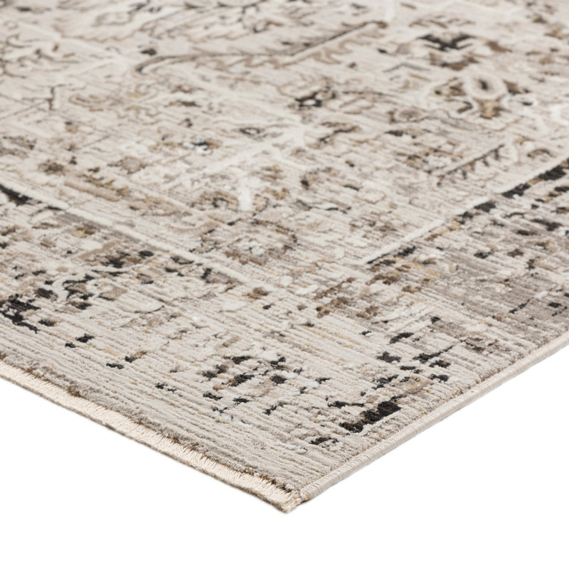 Tapis gris / brun tissé à la main Abstract, Rectangle 7 pi 10 po x 10 pi
