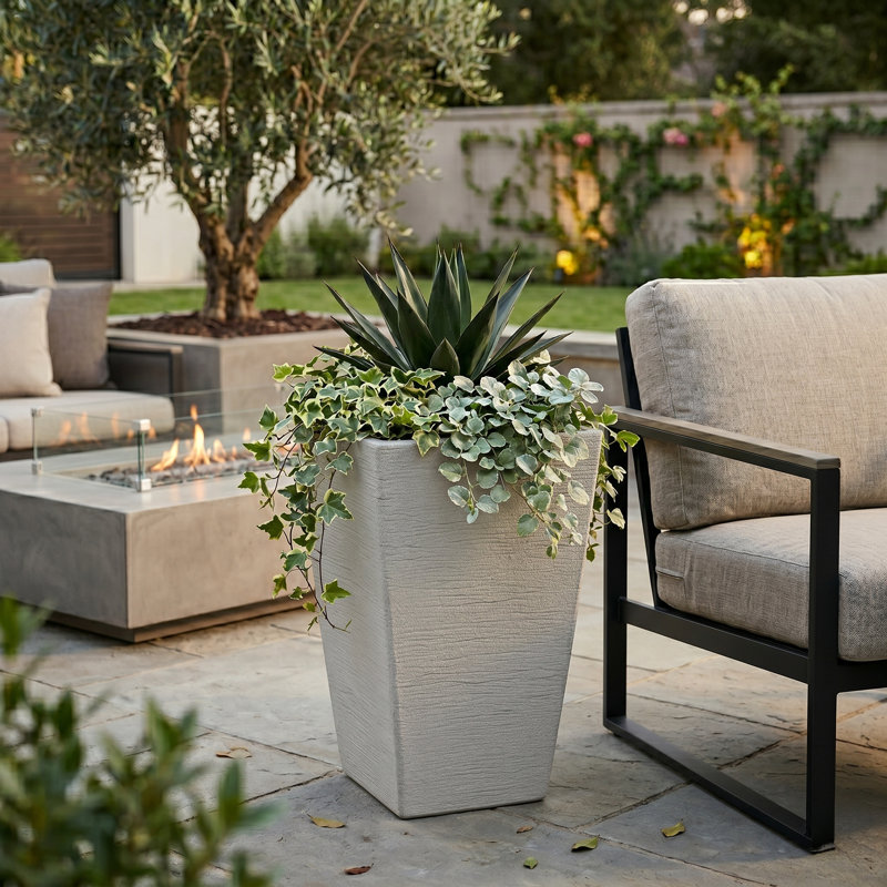 Vladamar ECOBO Eco-Friendly Rectangular Pot Planter Elemento Indoor/Outdoor use Versatile & Lightweight, Gray