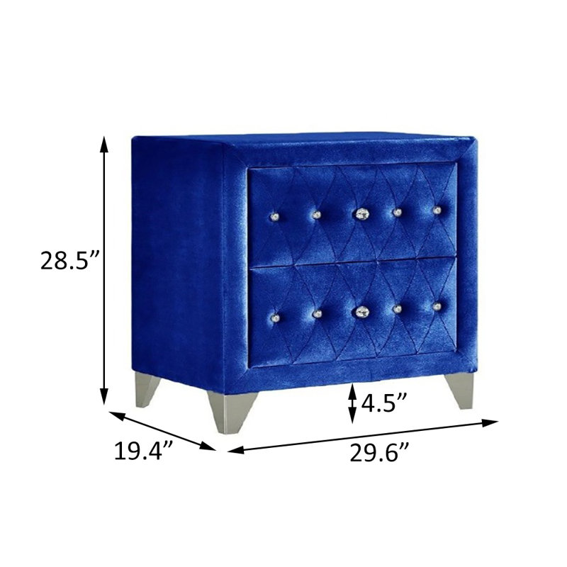 Table de chevet 2 tiroirs Reanne, Bleu