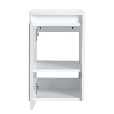 12" Glossy White Bathroom Side Cabinet With Soft Close Doors And Floating Mount Design | Gift Idea