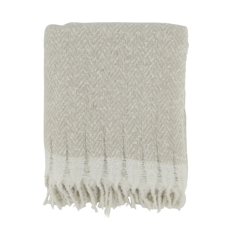 Jeté gris en faux mohair à chevrons 50 po x L 60 po , Gris