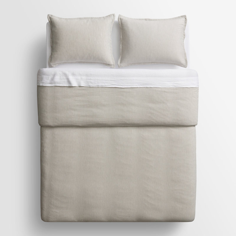 Ensemble de housse de couette à rayures Kimball, Vert diode / mastic, Housse de couette pour très grand lit et 2 très