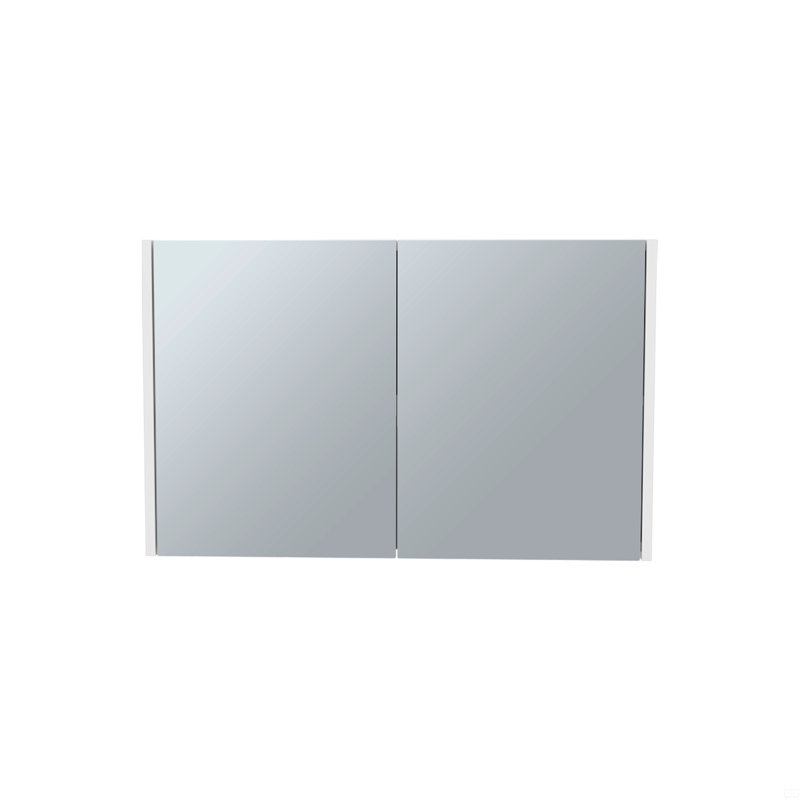 Armoire à pharmacie à double porte et miroir, trois tablettes intérieures, Blanc, H 19,7 po x l 31,5 po x P 5,6 po