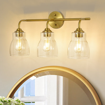 Luminaire de salle de bain moderne à 3 lumières avec abat-jour en verre cloche