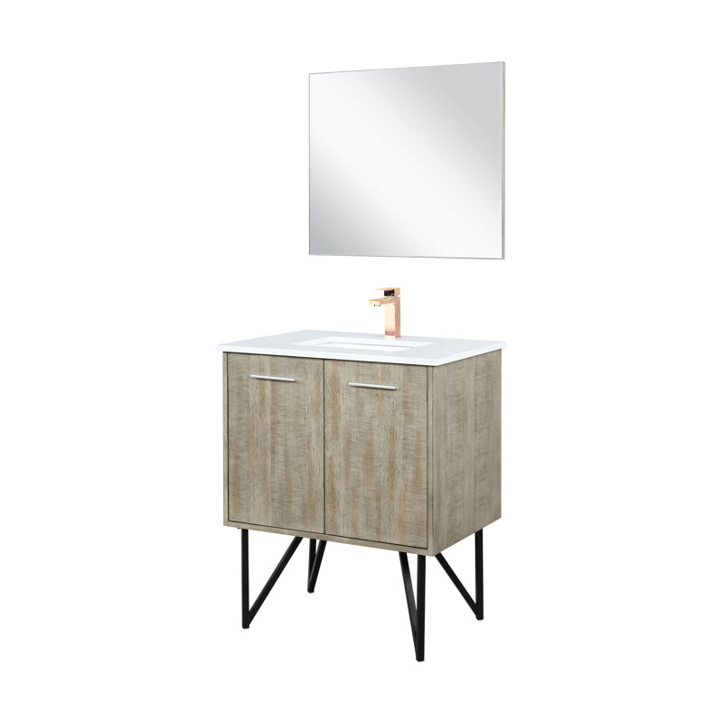 Ensemble de miroir de meuble-lavabo simple l 30 po x P 20 po Lancy, Quartz blanc