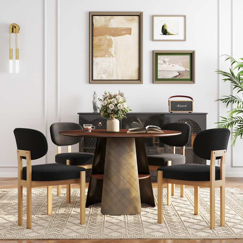 Ensemble de table de salle à manger Modern, 5 pièces: table, 4 chaises, Noir