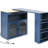 Marlowe Modern Navy Kitchen Island With Extended Table, Led Lights, And Storage Compartment Rolling Tabletop, Lighting & Functional Compartment, Blue