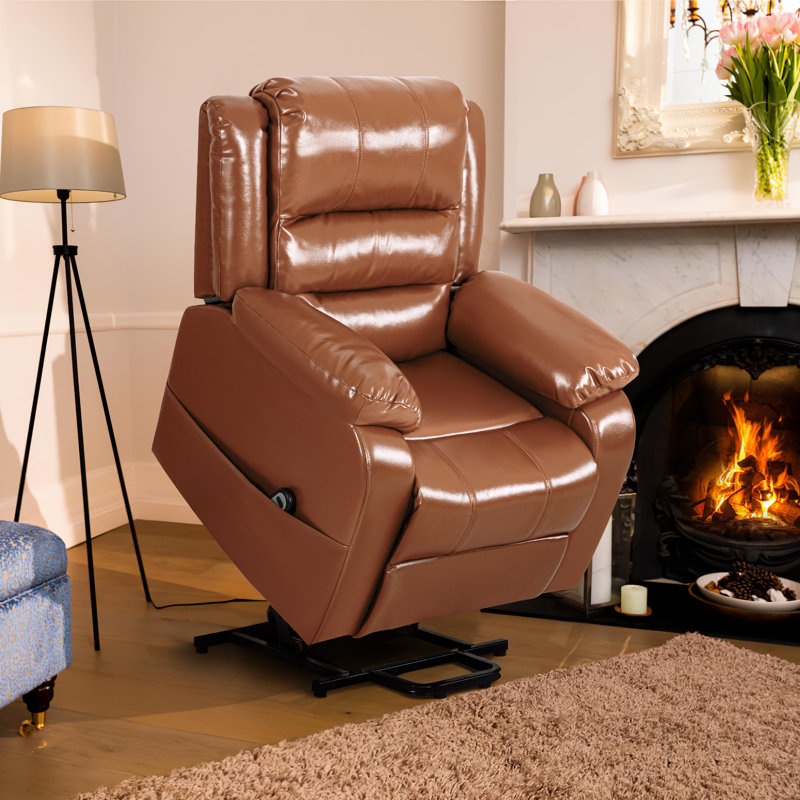 Fauteuil inclinable relevable en similicuir, Similicuir brun