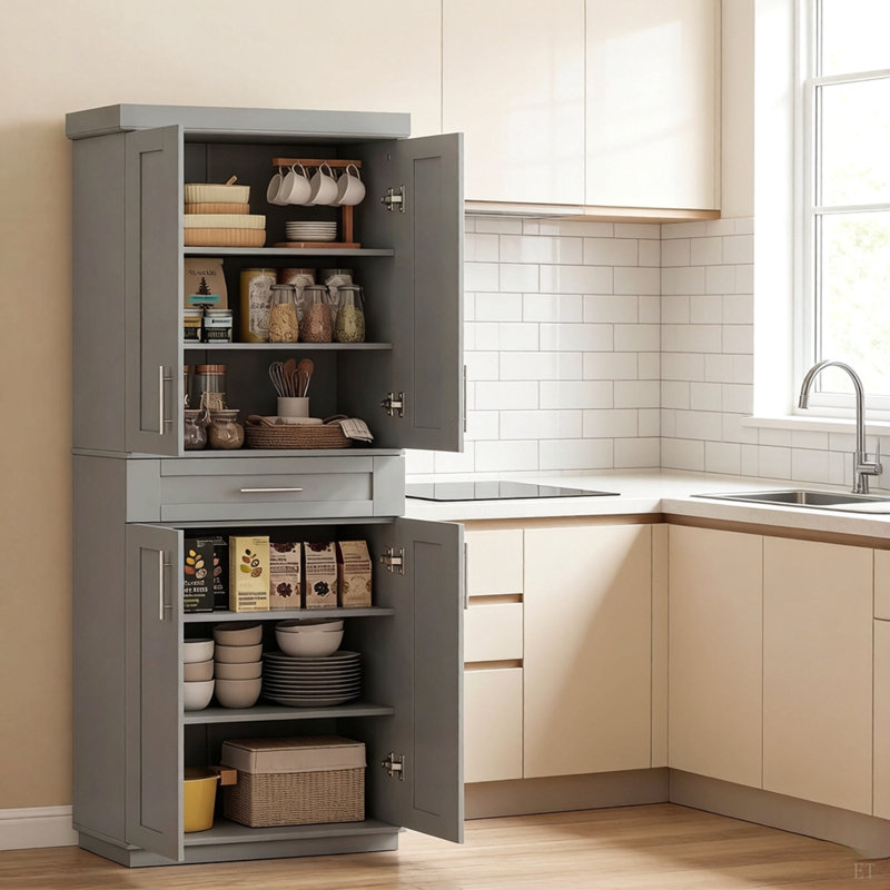 Armoire de rangement autoportante, armoire de cuisine, grande armoire de rangement (seulement grande armoire de rangement)