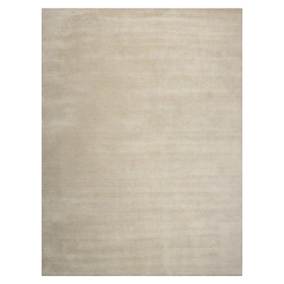 Tapis multicolore en laine tissé à la main gris et beige contemporain uni