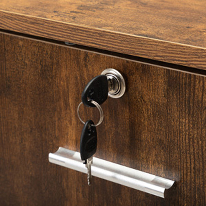 Brown MDF Lockable Salon Storage Cabinet with Drawers and Tool Holders