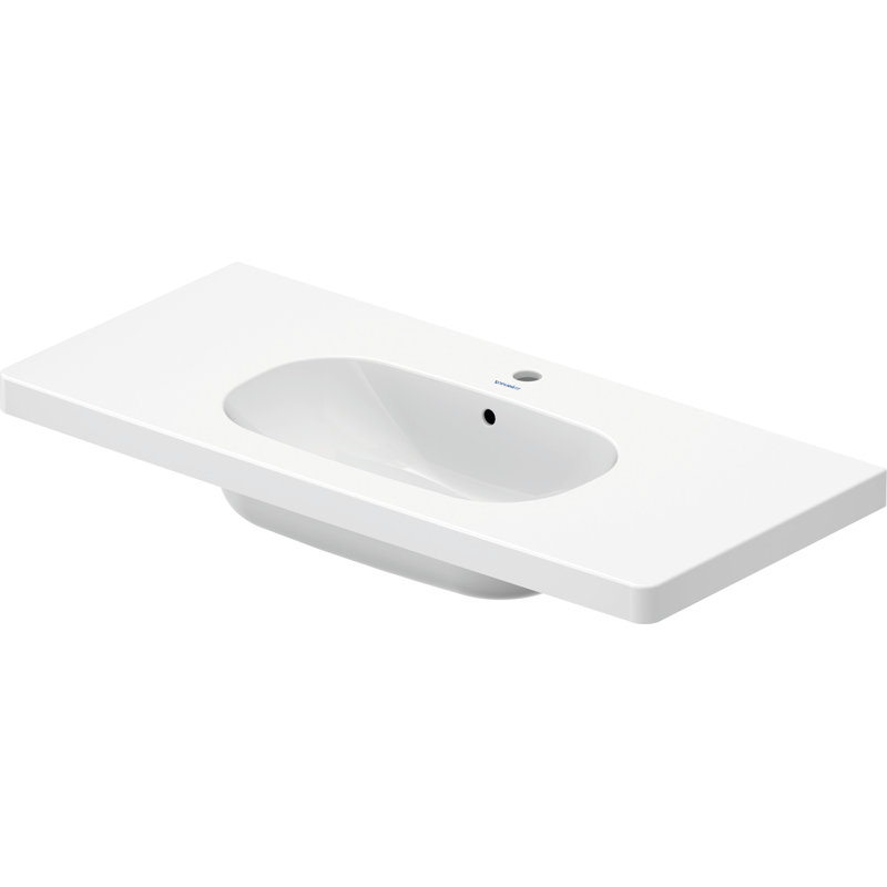 Duravit D-Code Ceramic Wall Mount Bathroom Sink with Overflow, Three Hole