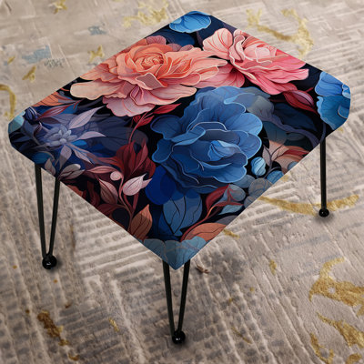 Azure Blue And Pink Twilight Tropical Pattern - Tropical Rectangle Ottoman