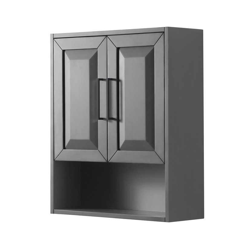 Daria Bathroom Cabinet, Dark Gray/Matte Black Trim