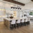 Modern Industrial 5-Light Linear Island Pendant with Black Iron Shades and Pine Wood Accents