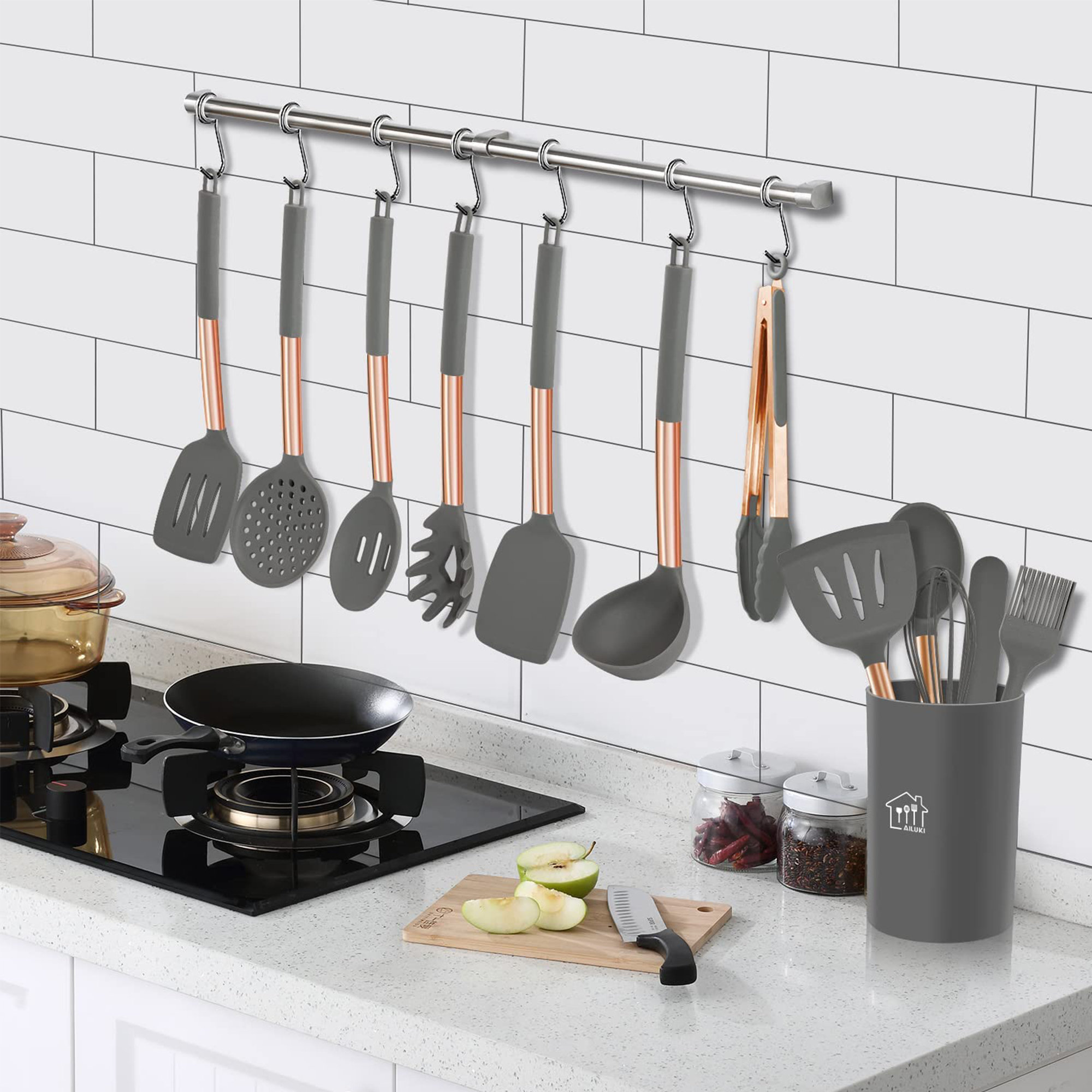 Dgpct 17 Piece Cooking Utensil Set With Utensil Crock Wayfair 1137