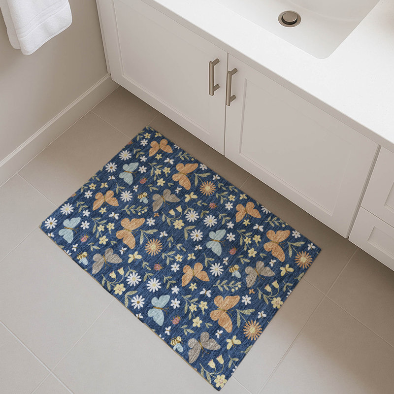 Machine Washable Indoor/Outdoor Chantille ACN2618 Kids Rug, Navy, 1'8" x 2'6"