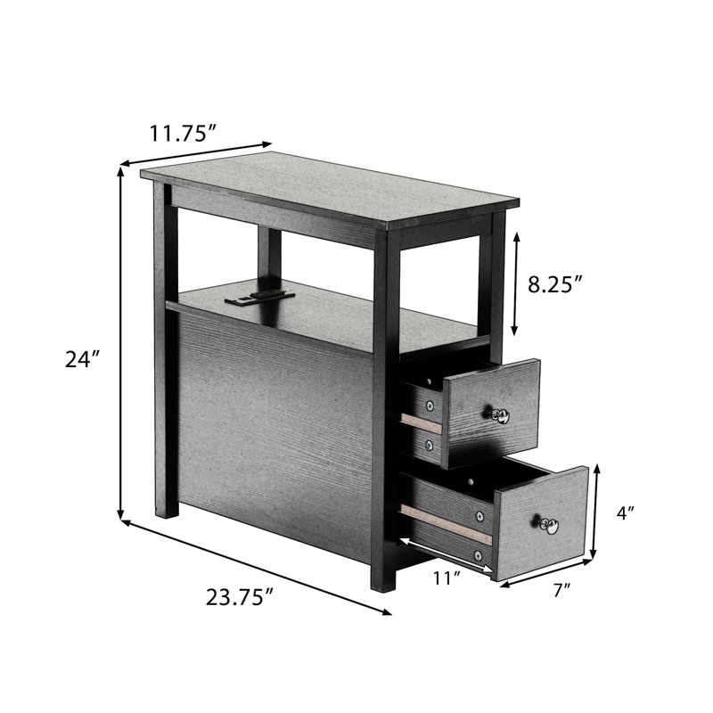 Table de bout polyvalente en bois avec fonction de charge et beaucoup de rangement