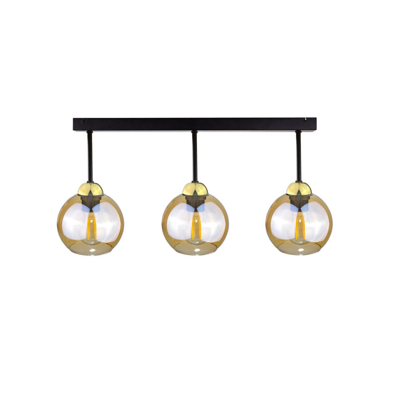 3 - Light Kitchen Island Pendant, Black/Gold