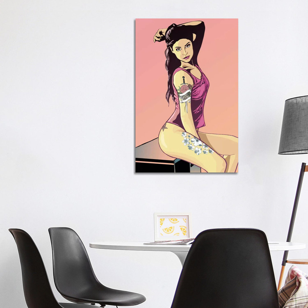 Suicide Girl von 5by5collective - Galerie-umwickelte Leinwand Giclée auf Leinwand