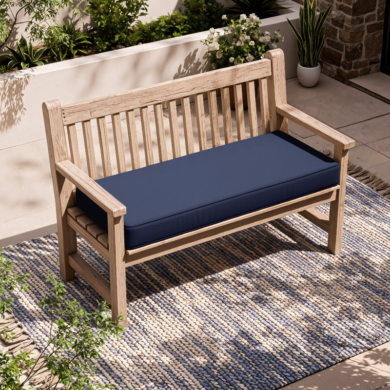 Outdoor 3.5'' Bench Cushion 42 X 18 Indoor And Outdoor Seat Cushions, 42" W x 18" D, Navy Blue