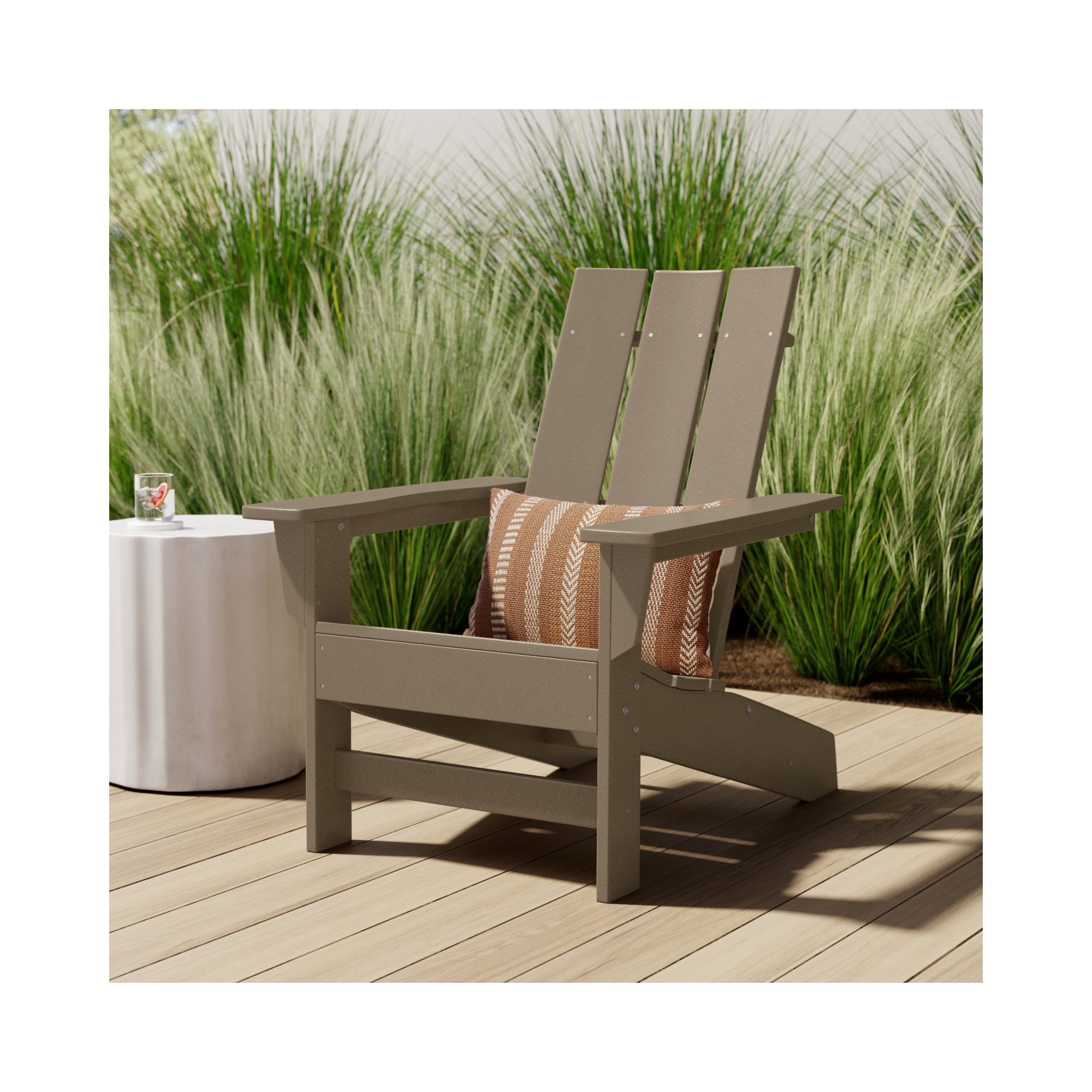 Ratcliff All-Weather HDPE Adirondack Chair, Weathered Wood